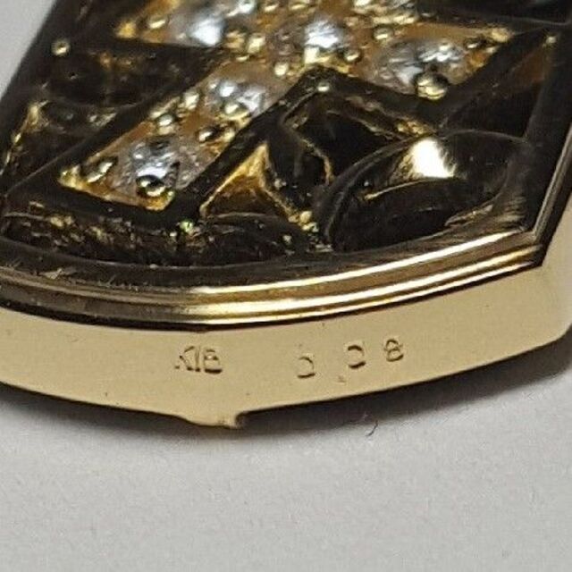 メンズ【新品】k18/18金/yg/ダイヤモンド0.08ct/オニキスペンダントの