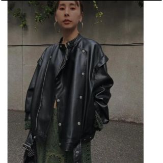 アメリヴィンテージ(Ameri VINTAGE)のアメリヴィンテージ　RETRO FAKE LEATHER JACKET 美品(ライダースジャケット)