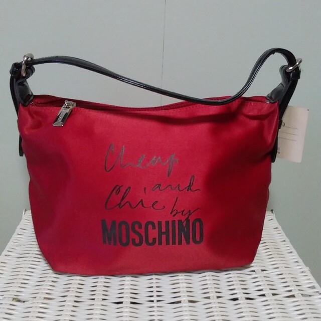 稀少 MOSCHINO モスキーノ 黒 レザー スタッズ ハンドバッグ