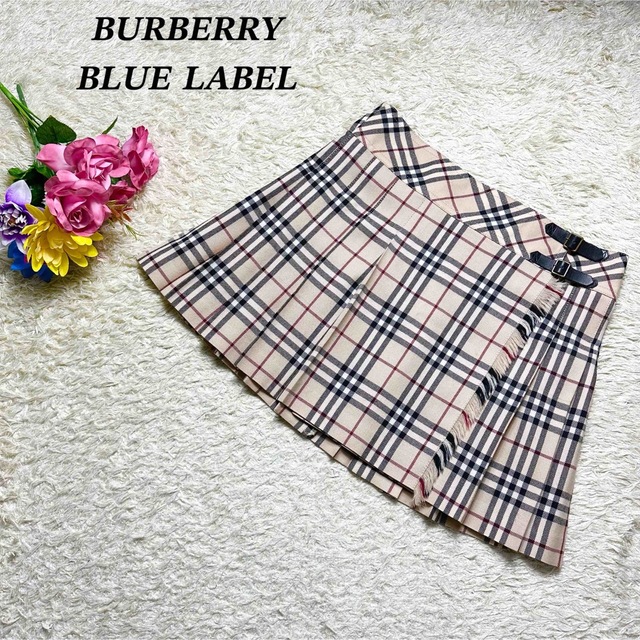 BURBERRY BLUE LABEL(バーバリーブルーレーベル)の極美品ꕤバーバリーブルーレーベル　プリーツスカート　巻きスカート　ノバチェック レディースのスカート(ミニスカート)の商品写真