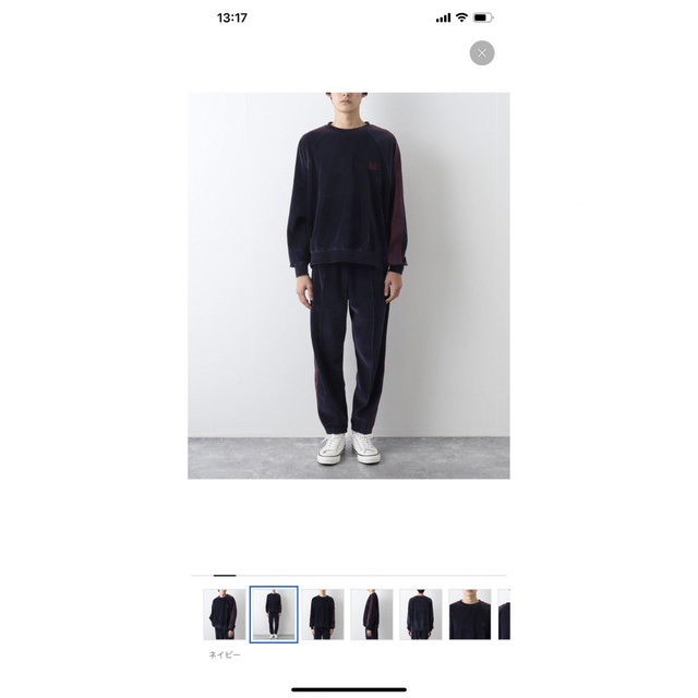完売品】NEEDLES × JS ベロア 別注track crew neck 完売品】NEEDLES × JS ベロア 別注track crew neck