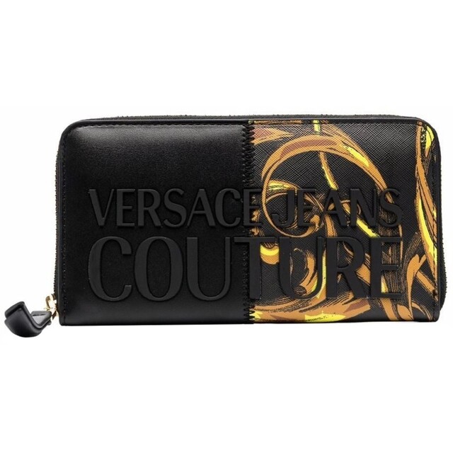 VERSACE JEANS COUTURE 長財布 ブラック ゴールド バロック   wic