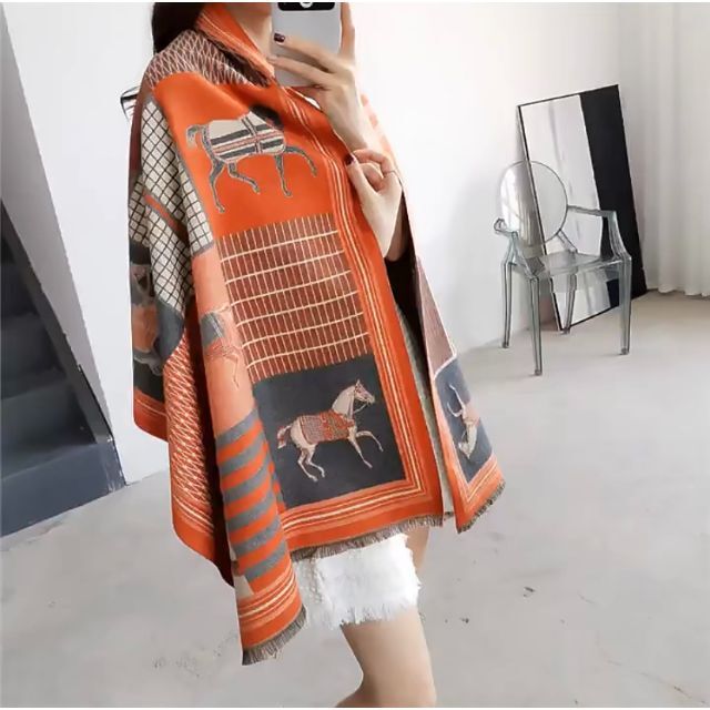 馬柄 カシミヤ 混 ストール マフラー ブランケット スカーフ ショール