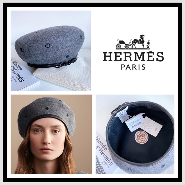 新品未使用タグ付き】HERMES ベレー帽 サントノーレチャーム-