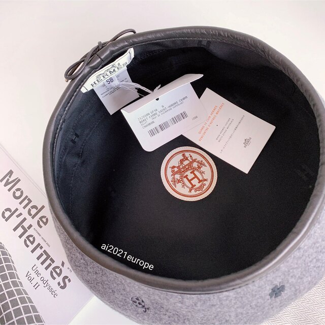 Hermes - 新品 エルメス サントノーレチャーム ベレー帽 サイズ58の