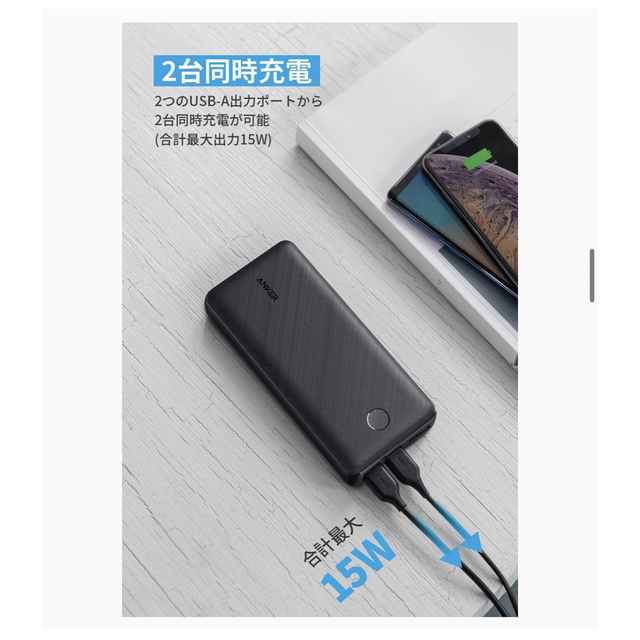 Anker(アンカー)のAnker PowerCore Essential 20000 スマホ/家電/カメラのスマートフォン/携帯電話(バッテリー/充電器)の商品写真