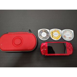 プレイステーションポータブル(PlayStation Portable)のPSP 3000 ラディアンレッド 本体  他ソフト付き(家庭用ゲーム機本体)