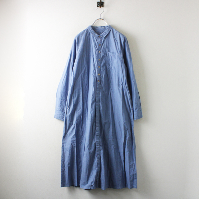 nest Robe(ネストローブ)の2018年 nest Robe ネストローブ 染色加工 コットンシャツワンピース F/サックスブルー 羽織 ハオリ【2400013124454】 レディースのワンピース(その他)の商品写真