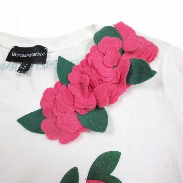 Emporio Armani(エンポリオアルマーニ)の美品 エンポリオアルマーニ フラワー モチーフ Tシャツ フレンチスリーブ  レディースのトップス(Tシャツ(半袖/袖なし))の商品写真