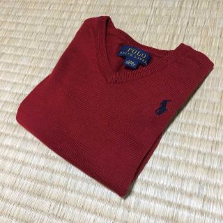 ポロラルフローレン(POLO RALPH LAUREN)のポロ ラルフローレン 薄手　90cm 赤　ウール　セーター(ニット)