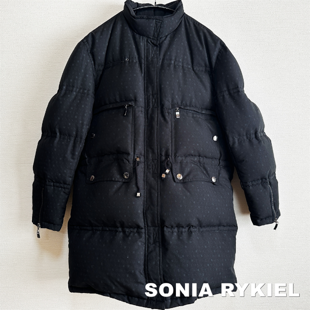 SONIA RYKIEL - 【SONIA RYKIEL】ソニアリキエル ロゴ総柄 ドロスト ダウンコート
