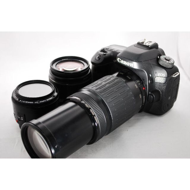 キャノン Canon EOS 80D標準\u0026望遠\u0026単焦点トリプルレンズセット