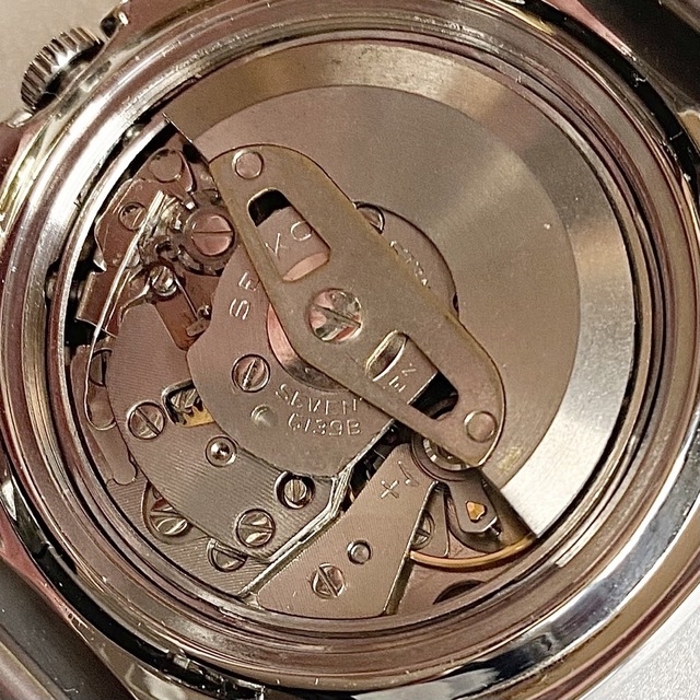 極美品セイコー6139-6002ブルーダイヤル腕時計クロノグラフ自動巻きメンズ