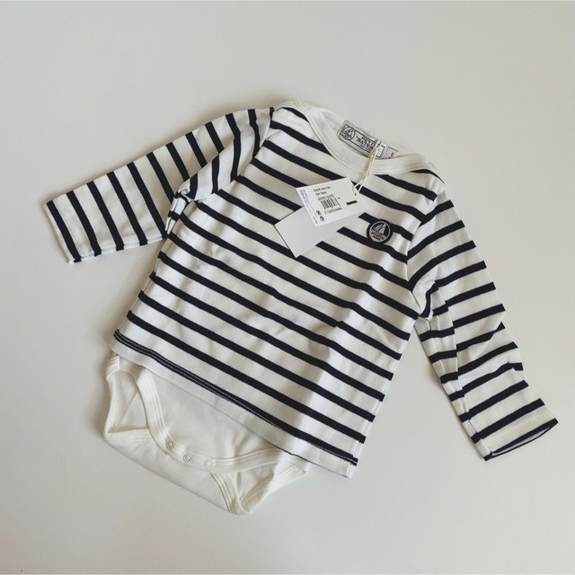 新品未使用】プチバトー petitbateau ボーダー ロンパース