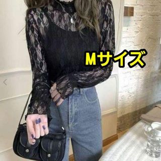 シアートップス レース 総レース 可愛い 黒 ブラック セクシー シアー 透け(シャツ)