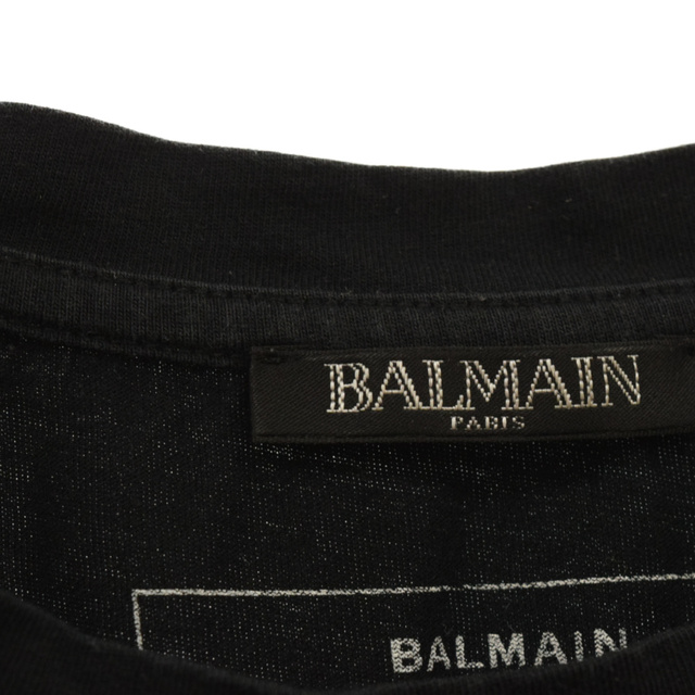 BALMAIN バルマン フロントロゴプリントデザイン クルーネックス半袖Ｔシャツ ブラック  S8H86011157