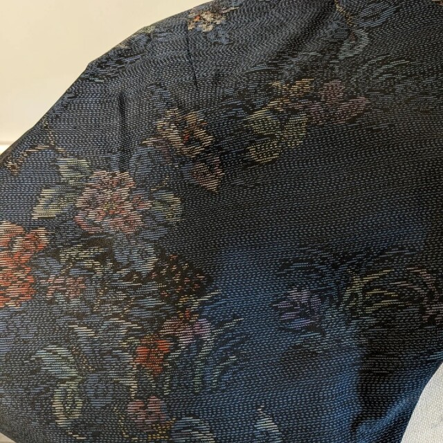 花柄の大島紬の羽織リメイク　フリーサイズ