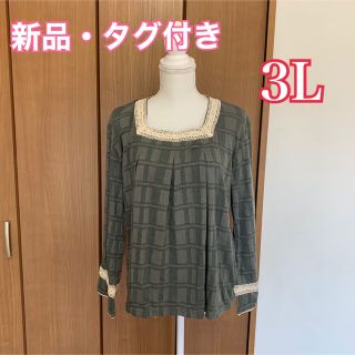 最終値下げ★【新品】レースが可愛い♡長袖カットソー 3L 大きいサイズ(カットソー(長袖/七分))