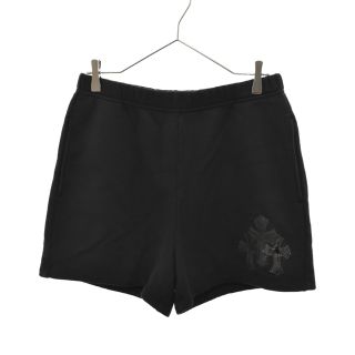 クロムハーツ(Chrome Hearts)のCHROME HEARTS クロムハーツ 22SS GRP Y NOT Sweat Shorts スウェットショーツ ハーフパンツ クロスパッチ パテント ハラコ ラムレザー ブラック(ショートパンツ)