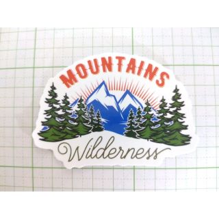 【1100】マウンテン WILDERNESS 荒野 山 森 防水ステッカー(その他)