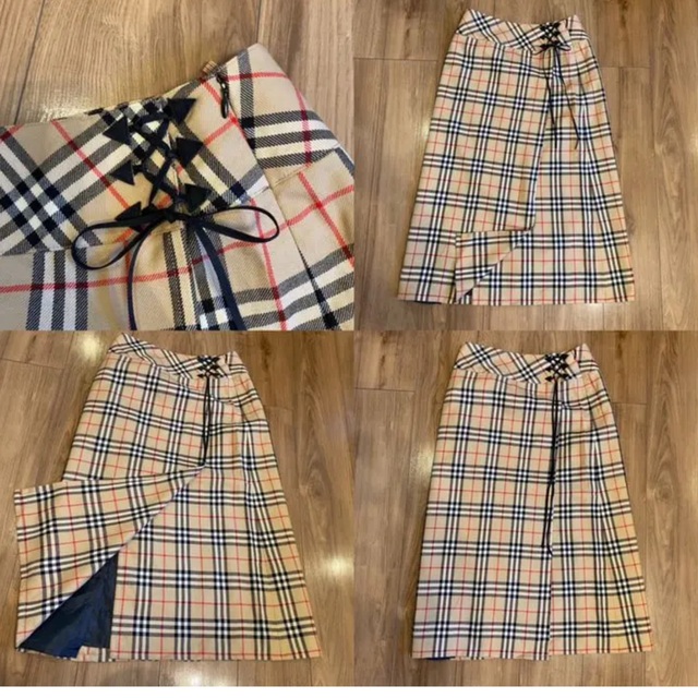 BURBERRY バーバリー ノバチェック ロングスカート 巻きスカート風 BURBERRY バーバリー ノバチェック ロングスカート 巻きスカート風