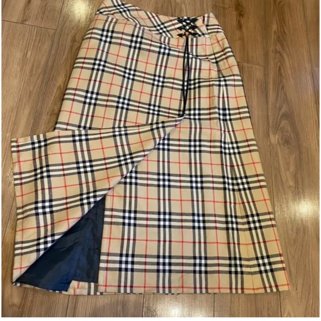 BURBERRY バーバリー ノバチェック ロングスカート 巻きスカート風 BURBERRY バーバリー ノバチェック ロングスカート 巻きスカート風