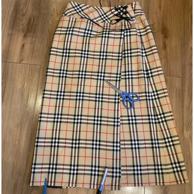 BURBERRY バーバリー ノバチェック ロングスカート 巻きスカート風 BURBERRY バーバリー ノバチェック ロングスカート 巻きスカート風