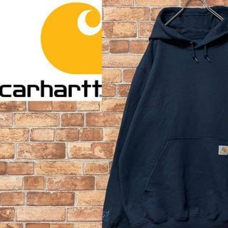 カーハート(carhartt)のカーハート　パーカー　スウェット　ネイビー　企業刺繍　裏起毛　バックプリント　L(パーカー)