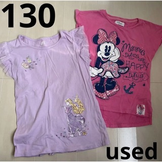 ディズニー(Disney)の130 Tシャツ ディズニー ミニー　ラプンツェル　ユニクロ　ピンク　紫　女の子(Tシャツ/カットソー)