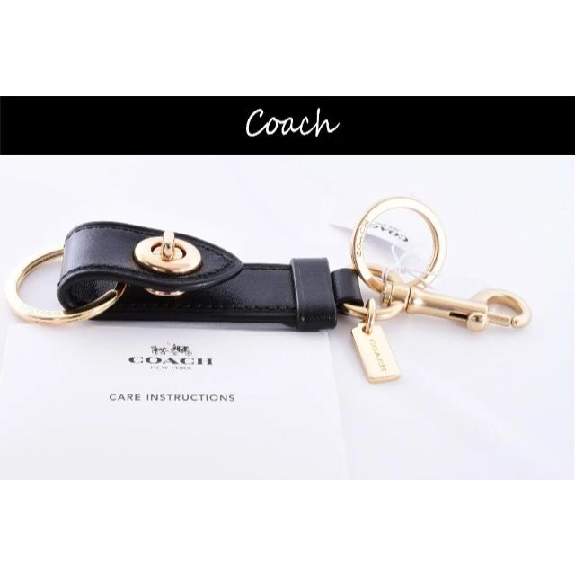 COACH(コーチ)のコーチ 新品♡キーホルダー キーリング キーフォブ ブラック 本革 ゴールド♪ メンズのファッション小物(キーホルダー)の商品写真