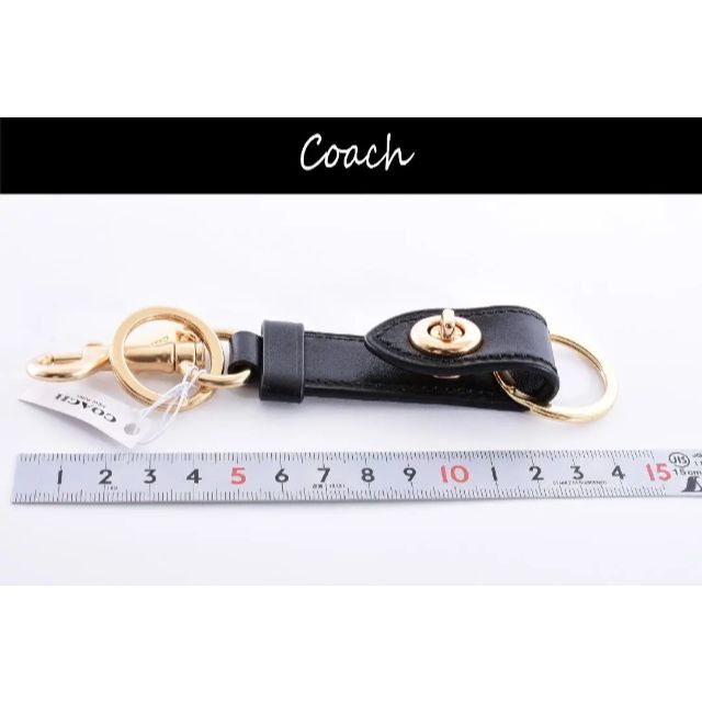 COACH(コーチ)のコーチ 新品♡キーホルダー キーリング キーフォブ ブラック 本革 ゴールド♪ メンズのファッション小物(キーホルダー)の商品写真