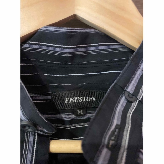 ☆美品【FEUSTON】ストライプ デザインシャツ ダークグレー  メンズのトップス(シャツ)の商品写真