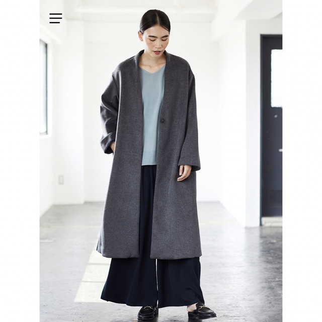 AMERICAN HOLIC - AMERICAN HOLIC ノーカラーロングコート Mサイズの ...