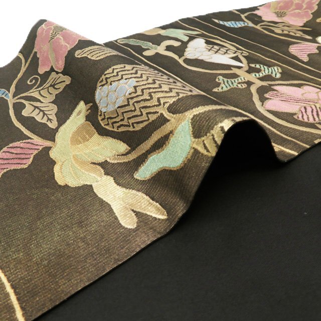 特選 洛風林 花鳥の図 箔糸 多色 金 袋帯 A801-9 【中古】の通販 特選 洛風林 花鳥の図 箔糸 多色 金 袋帯 A801-9 【中古】の通販