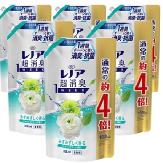 レノア 超消臭フレッシュグリーン つめかえ用 超特大 1600ml×6セット(洗剤/柔軟剤)