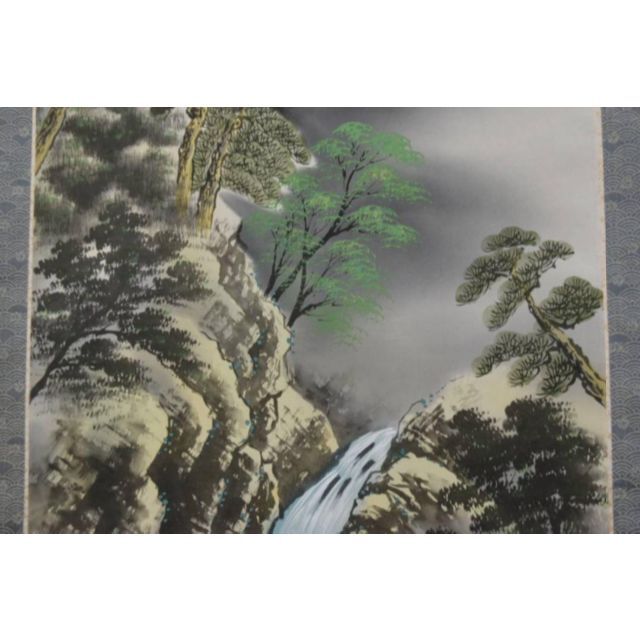 低価格で大人気の 真作】隆豊/春景山水図/掛軸/名家伝来/AA-465 絵画