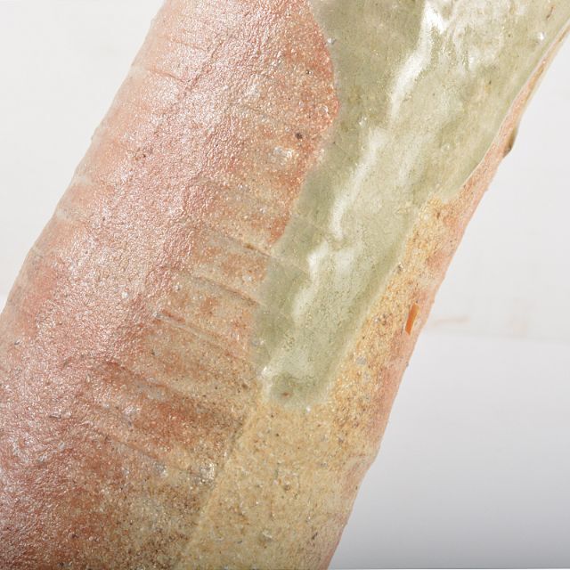 京名工 真清水蔵六造 伊賀耳付花入 花瓶 共箱 C 京名工 真清水蔵六造 伊賀耳付花入 花瓶 共箱 C