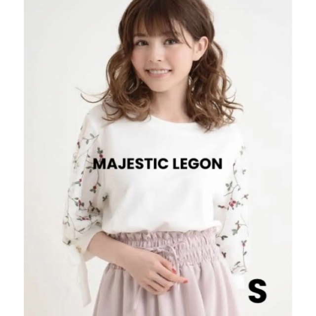 MAJESTIC LEGON(マジェスティックレゴン)のMAJESTIC LEGON 袖チュールレースプルオーバー レディースのトップス(カットソー(半袖/袖なし))の商品写真