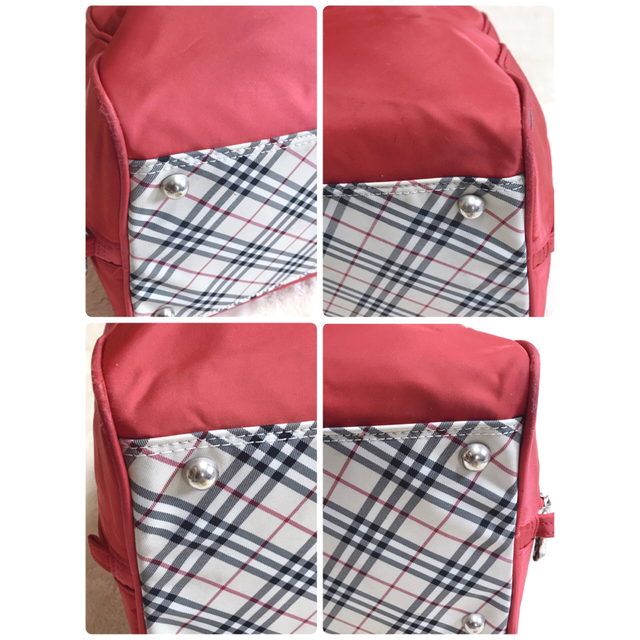 BURBERRY バーバリー ナイロン ノバチェック ボストンバッグ 大容量 赤