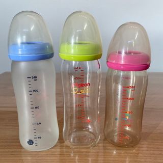 ピジョン(Pigeon)の【3本セット】母乳実感　哺乳瓶　240ml 　ガラス　プラスチック(哺乳ビン)