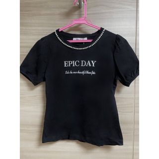 ミッシュマッシュ(MISCH MASCH)の【未使用】2022パールモチーフ付き刺繍ロゴＴシャツ　黒　値札付き(Tシャツ(半袖/袖なし))