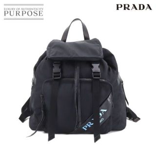 プラダ(PRADA)の新品同様 プラダ PRADA バックパック リュックサック ナイロン レザー ブラック ブルー VLP 90169996(リュック/バックパック)