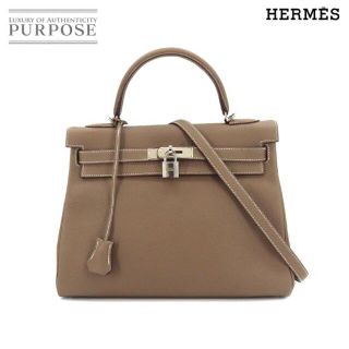 エルメス(Hermes)の未使用 展示品 エルメス HERMES ケリー 32 2way ハンド ショルダー バッグ トゴ エトゥープ 内縫い Y刻印 ゴールド 金具 VLP 90171473(ハンドバッグ)