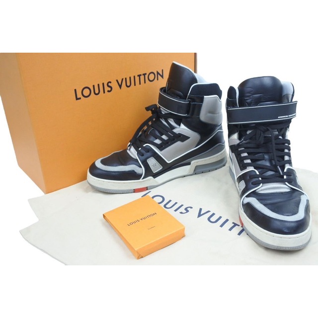 LOUIS VUITTON - LOUIS VUITTON ルイ・ヴィトン LVトレーナー ハイカット スニーカー ブラック グレー シューズ 靴 1A54IS サイズ7 中古 44720