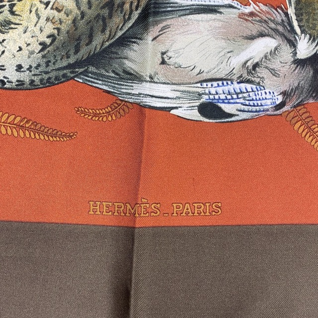 備考[USED/]HERMES エルメス スカーフ 【美品】カレ90 H de LINARES リナレス 動物 カーキ ブラウン ブラウン カーキ レッド シルク  tdc-001800-4e