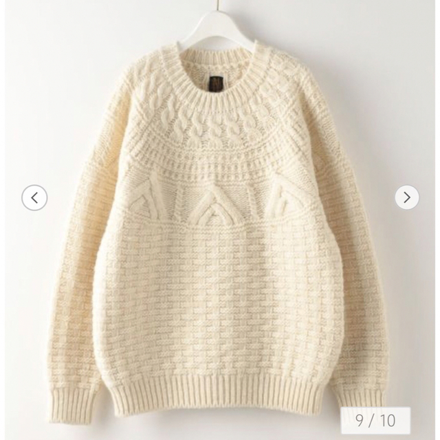 バトナ BATONER SPREAD ARAN CREW NECK KNIT ニットの がりが