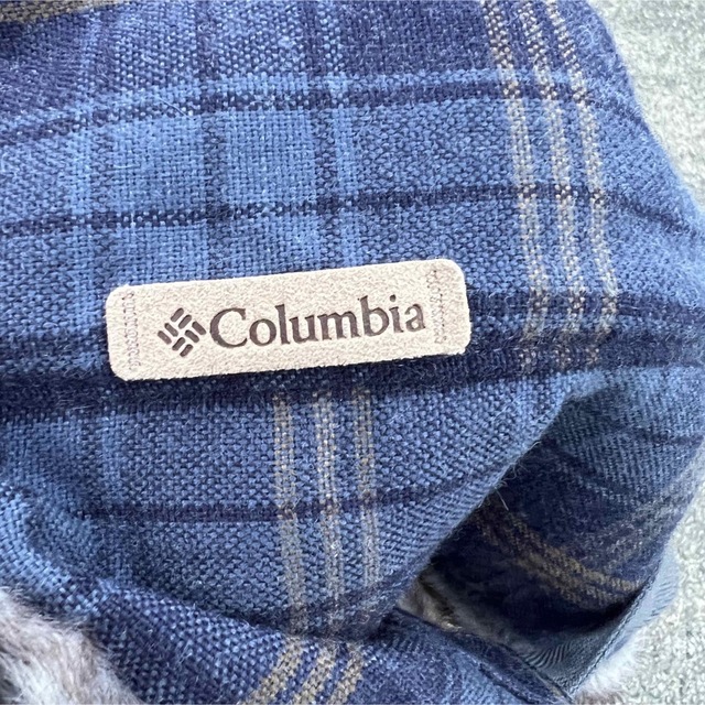 希少　used Columbia 青色　チェック　ウール　フライトキャップ