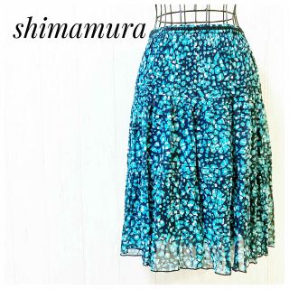 シマムラ(しまむら)の美品♡ ランダム プリーツスカート 花柄 グラフィック柄(ひざ丈スカート)