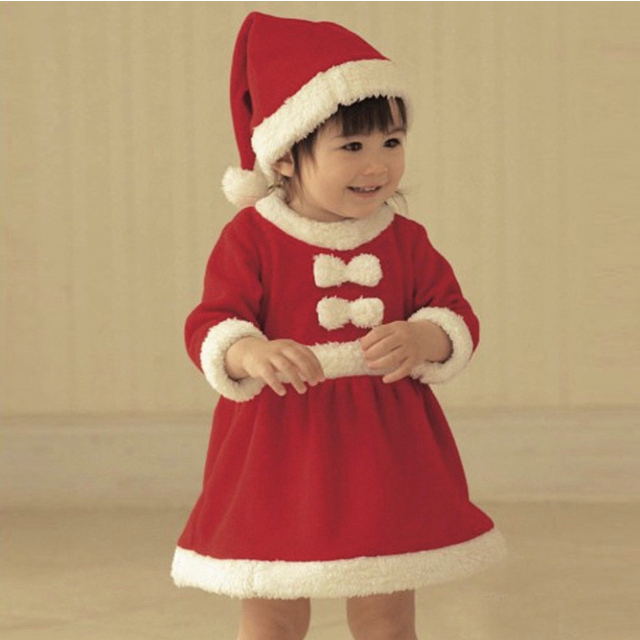 子ども用サンタ　サンタ コスプレ 女の子　110センチ　赤色　可愛　クリスマス キッズ/ベビー/マタニティのキッズ服女の子用(90cm~)(ワンピース)の商品写真
