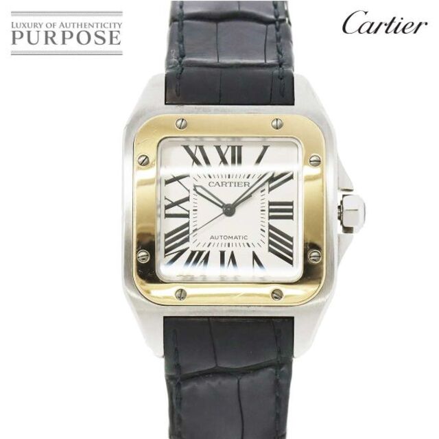 Cartier - カルティエ Cartier サントス100 LM コンビ W20072X7 メンズ 腕時計 シルバー 文字盤 K18YG 自動巻き Santos 100 VLP 90177273